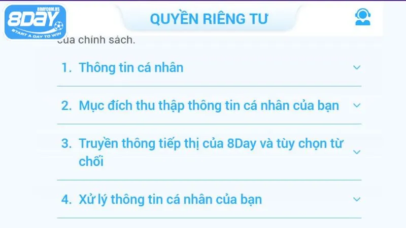 quyền riêng tư 1 Quyền riêng tư 8Day đảm bảo an toàn cho người chơi